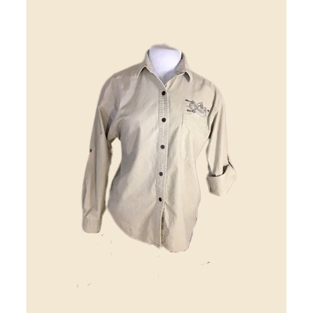 Vintage Safari Whitney Lang Shirt,size 10, Kaki,Jungle Graphic,Traveler